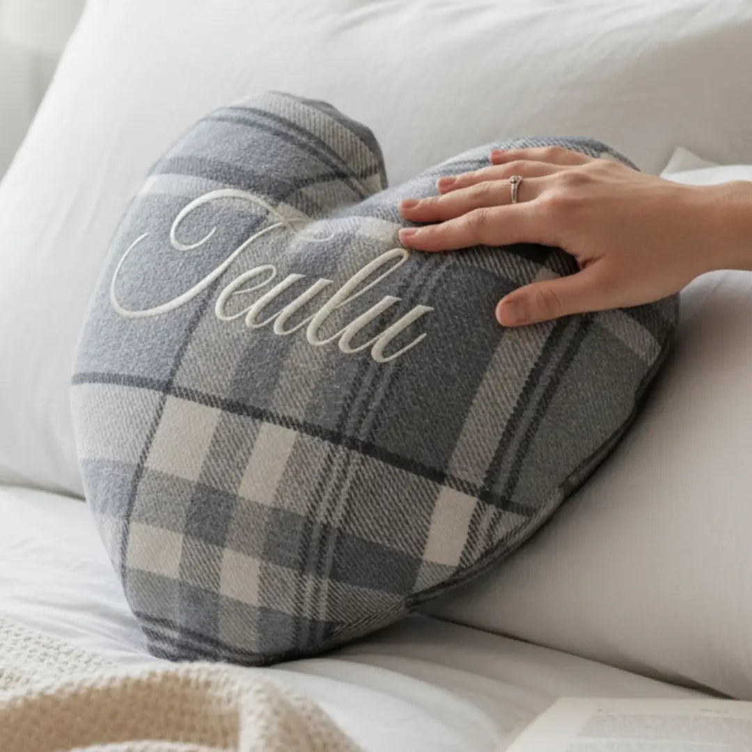 Heart Shaped Embroidered Cushion, PERSONALISED