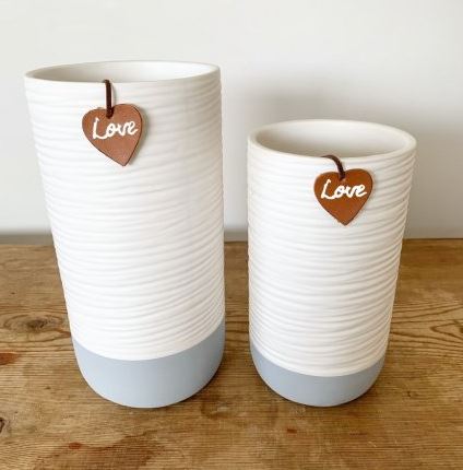White & Grey Ridge Vase, 2 sizes