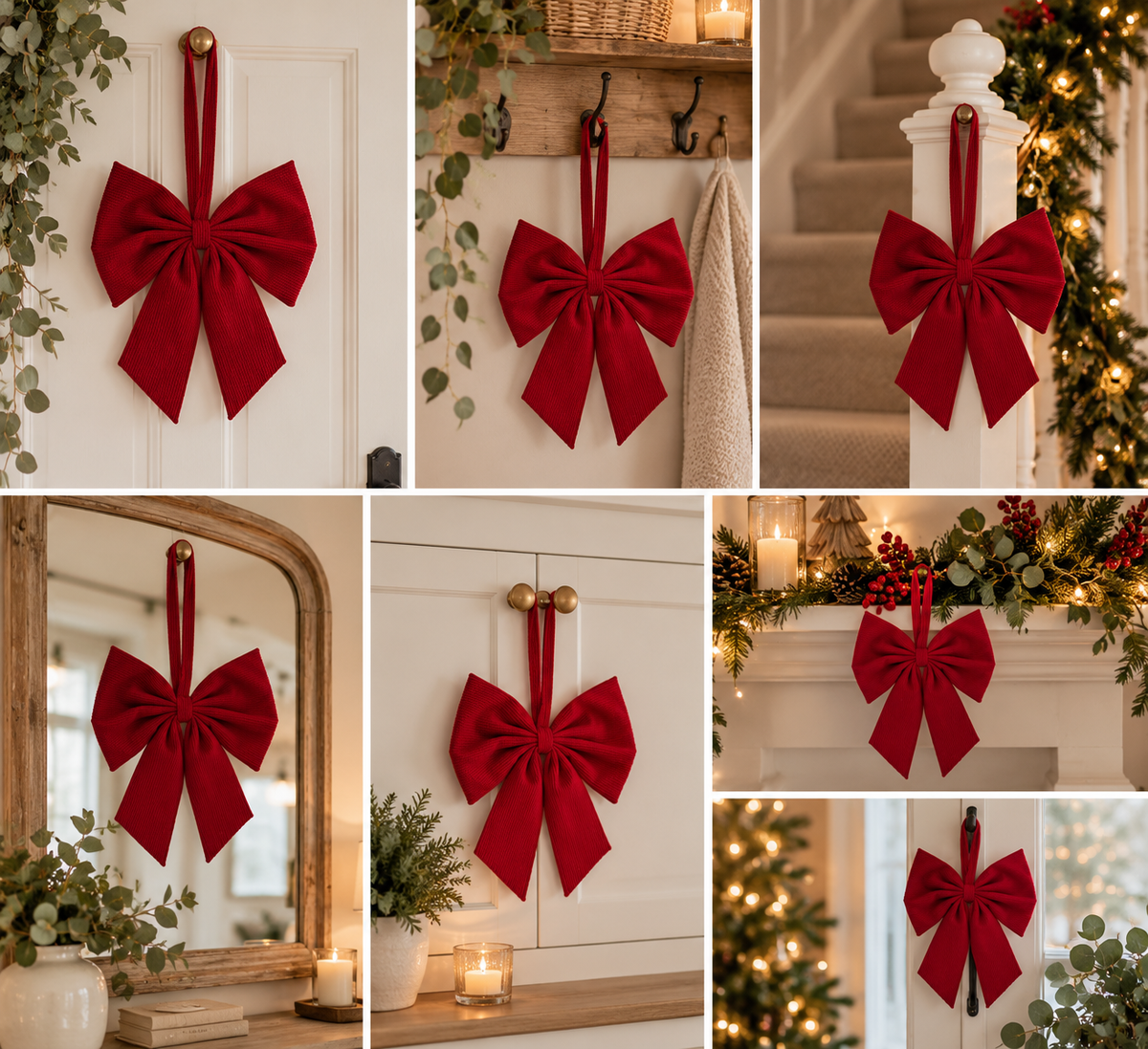 Red Ribbed Hanging Bow