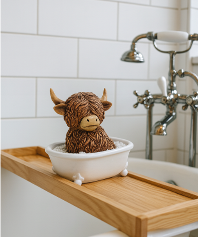 Highland Cow in bath