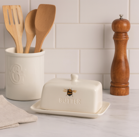 Bee Butter embossed Butter Dish