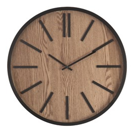 Black Metal and wooden clock, 40cm
