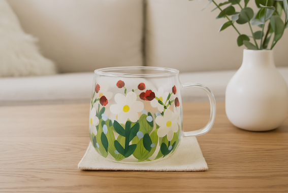 Daisies Glass Cup