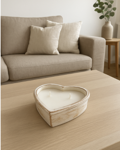 Cement Heart Candle,