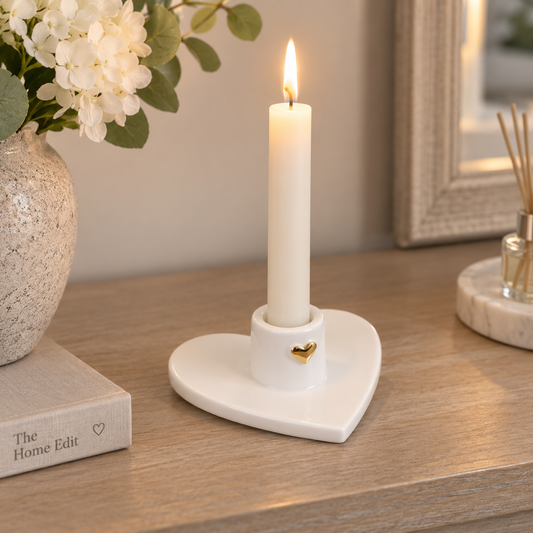Heart Candle Holder, with gold heart, 9cm