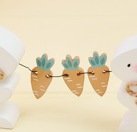 Double Wooden Bunny with carrot string