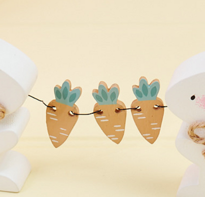 Double Wooden Bunny with carrot string