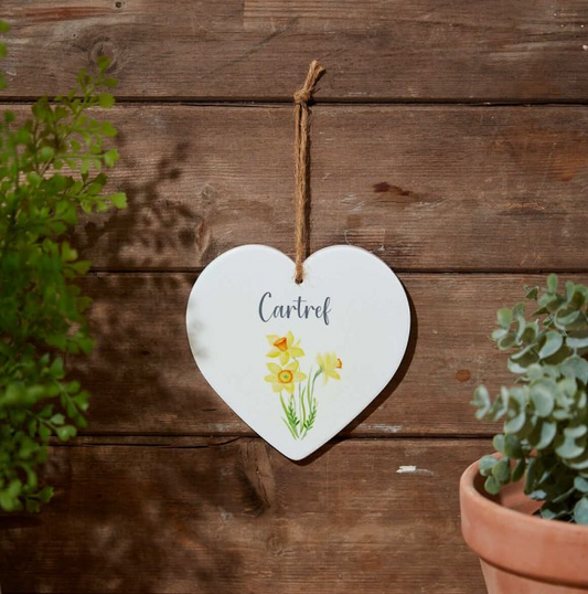 Cartref daffodil Heart Hanger