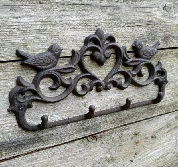 Cast Iron Heart Bird Hook Hanger