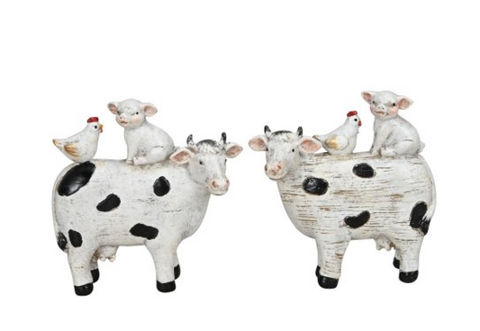 Cow Ornament with pig and hen