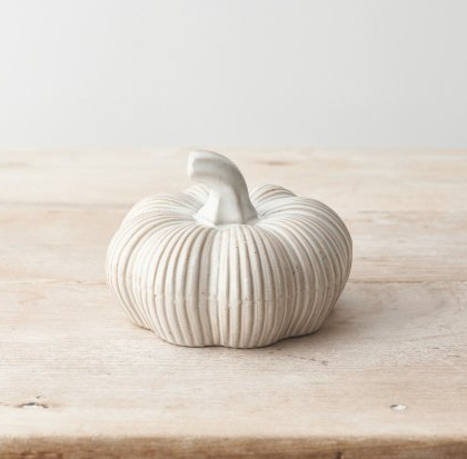 Cream Ribbed pumpkin, 12cm