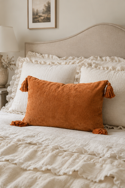 Burnt Orange Tassel Edge Cusion