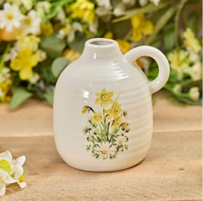 Daffodil Ribbed Vase with handle