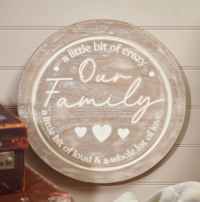 Family engraved round plaque