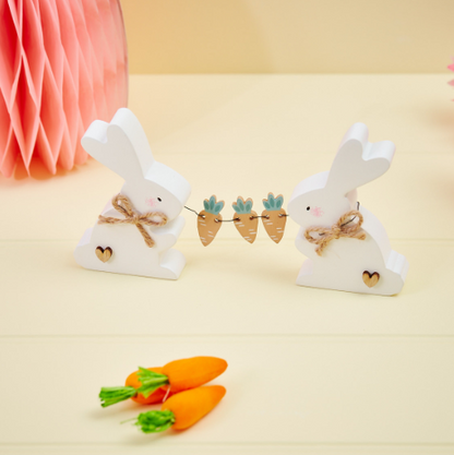 Double Wooden Bunny with carrot string