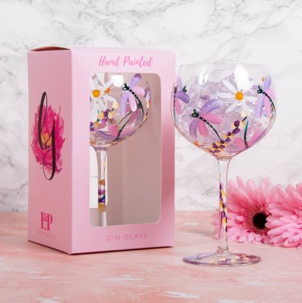Dragonflies & Daisies Gin Glass