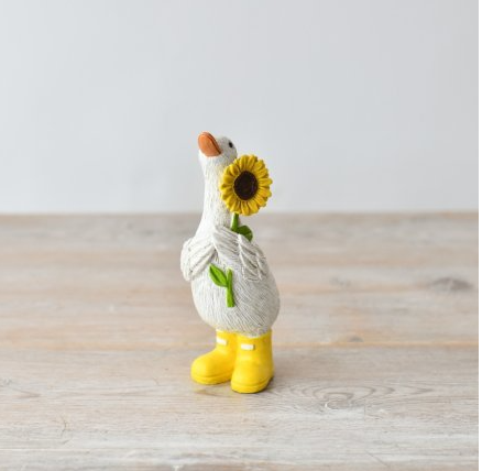 Duck in Yellow Boots with Sunflower