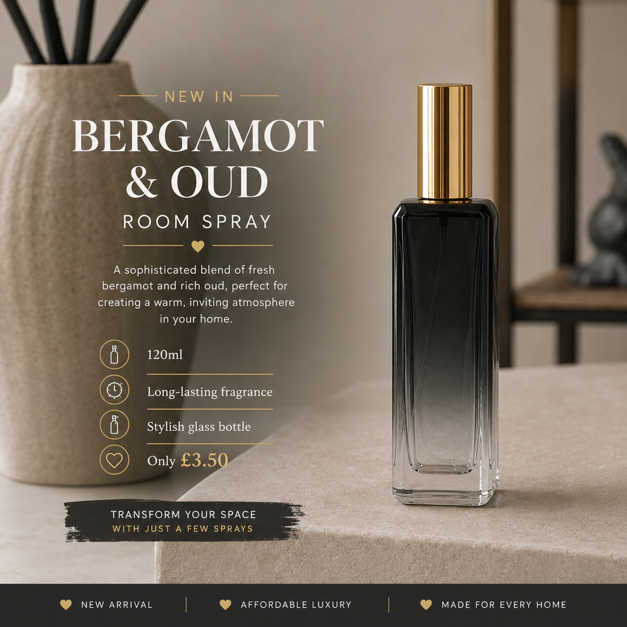 Room Spray, Bergamot & Oud, 120ml