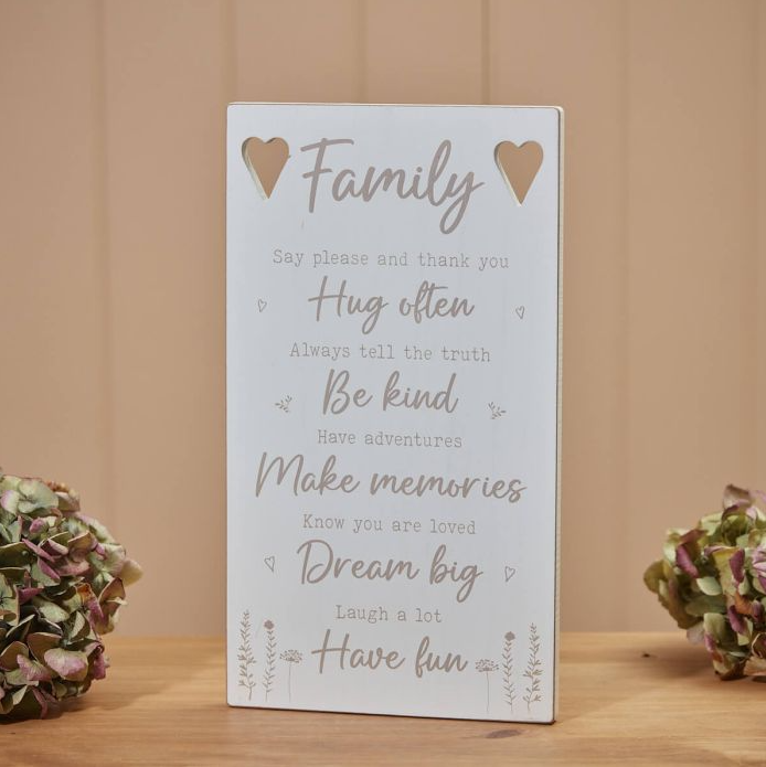 Family rules, with white heart cut out