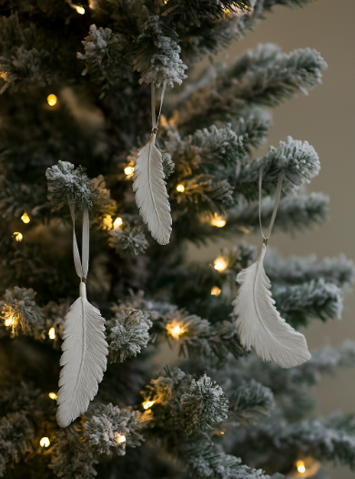 White Resin Feathers, set of 4