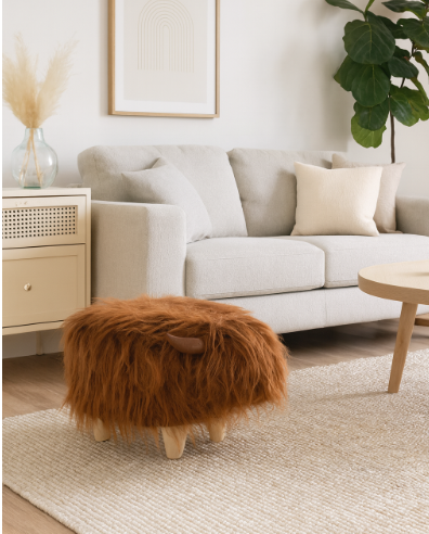 Fergus, Highland Cow Footstool