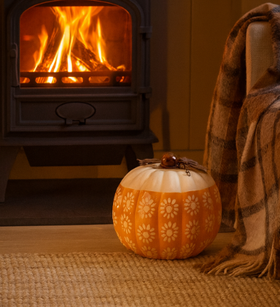 Flower Print Ceramic Pumpkin