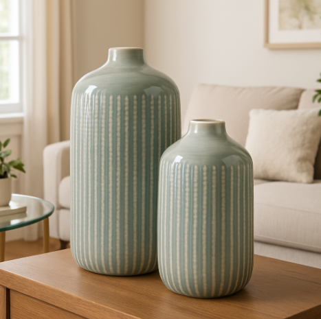 Green Flower Indent Vase, 2 sizes