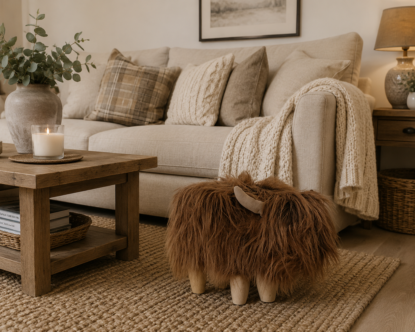 Glen, Small Highland Cow footstool