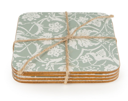 Jacquered Sage Green Coasters - 4pk