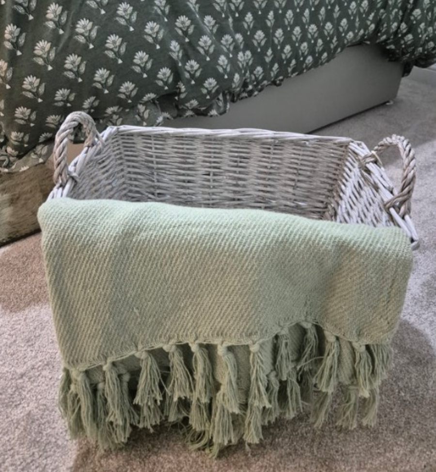 Grey Wicker Storage Basket