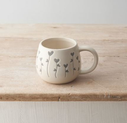 Flower Heart Mug, Grey