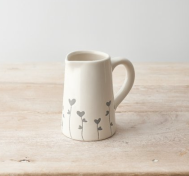 Grey Heart Flower Jug, 11cm