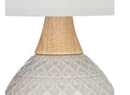 Grey Heart embossed ceramic table lamp