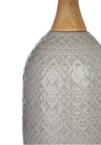 Grey Heart embossed ceramic table lamp