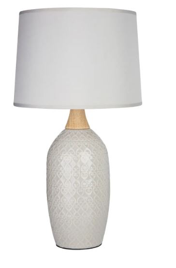 Grey Heart embossed ceramic table lamp