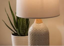 Grey Heart embossed ceramic table lamp