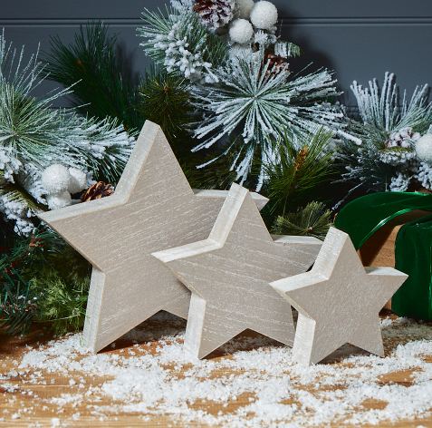 Grey Wood Standing Star, 3 sizes