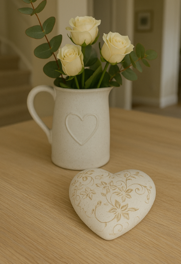 Cream & Brown Heart Deco, 10.5cm