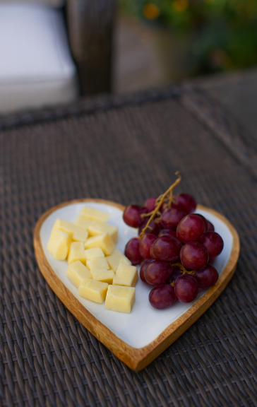 White Wooden/Enamel Heart Shaped Dish