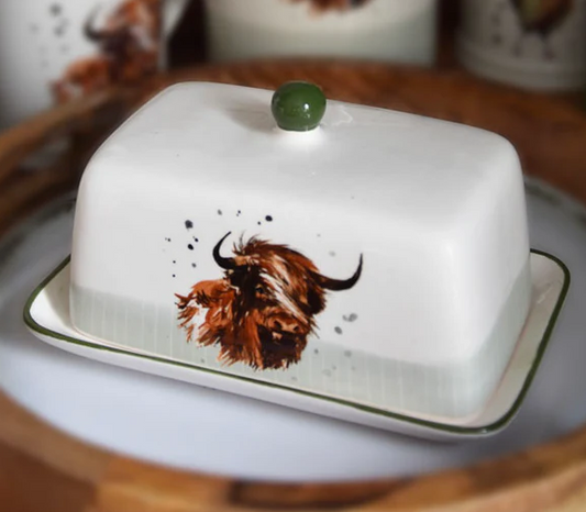 Highland Cow Rustic Butter Dish