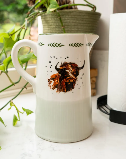 Highland Cow Rustic Jug