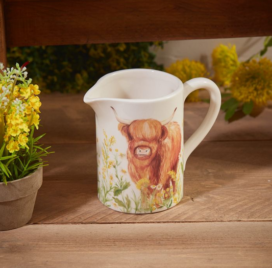 Highland Cow Floral Wrap Around Jug