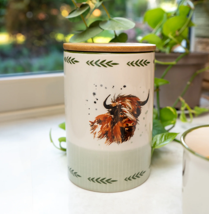 Ceramic Highland Cow Storage Jar