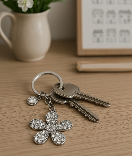 Crystal Flower Keyring