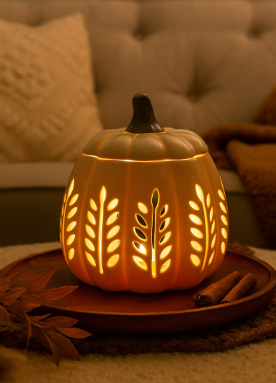 Leaf Cut Out Cream Pumpkin Burner