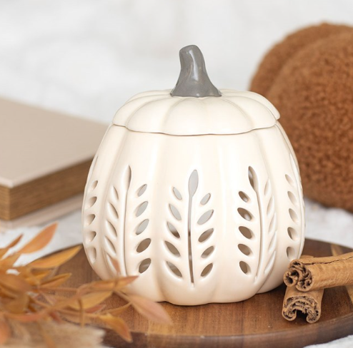 Leaf Cut Out Cream Pumpkin Burner
