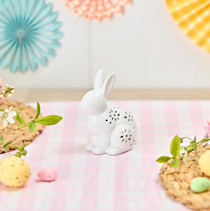 LED Floral White Bunny