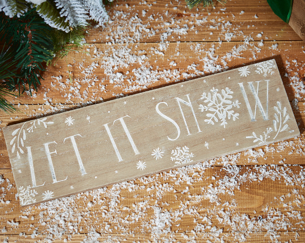 Wooden engraved plaque, Let It Snow