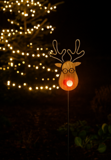 Wooden Light up Deer Stake
