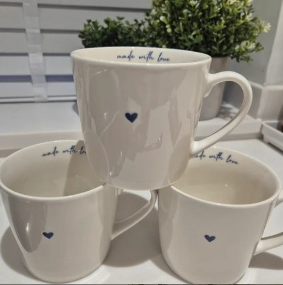 Made with Love, Navy Heart Mug